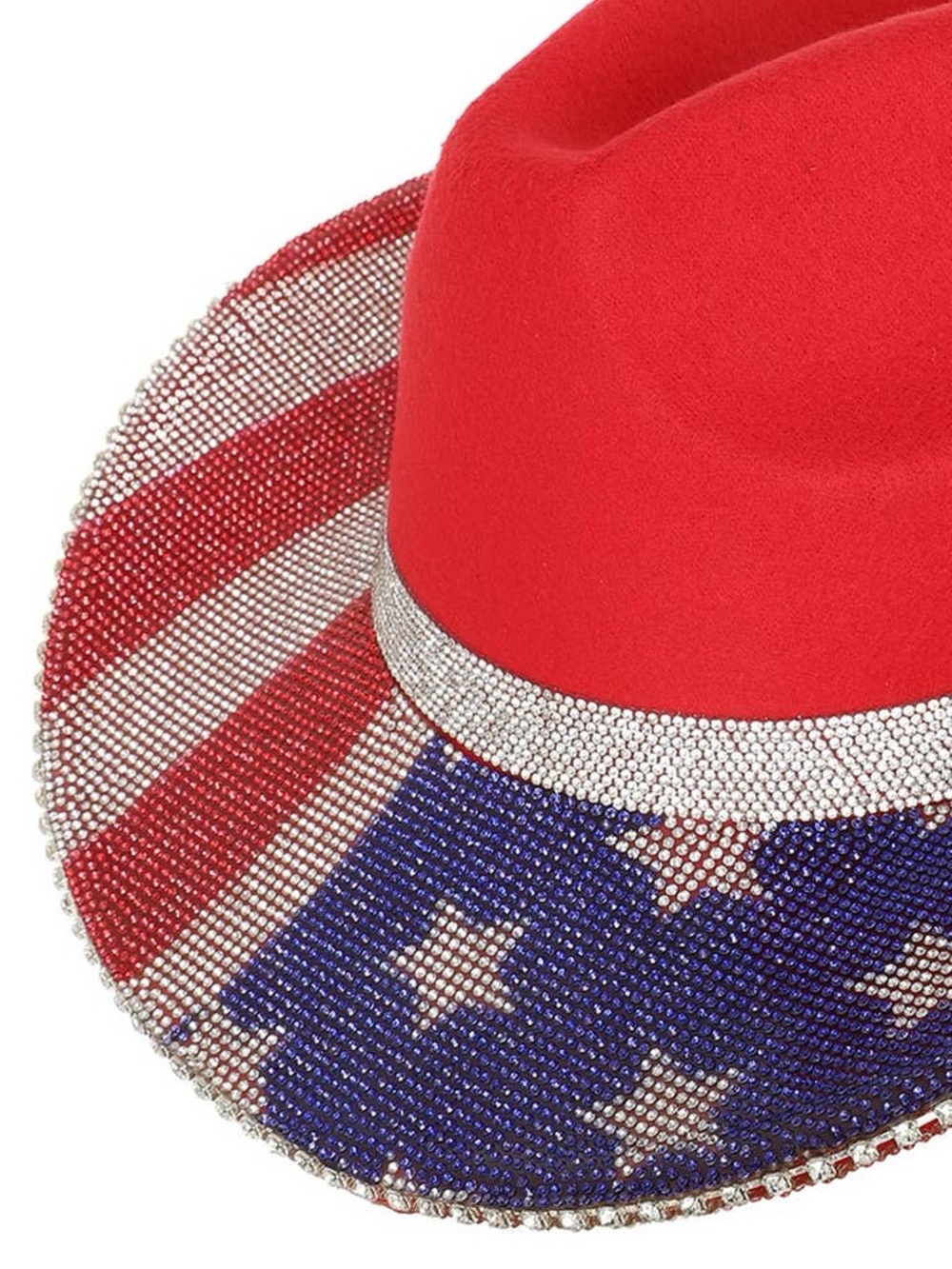 Nu Shuz Key West Red Blue Silver Rhinestone Embellished American Flag Cowboy Hat